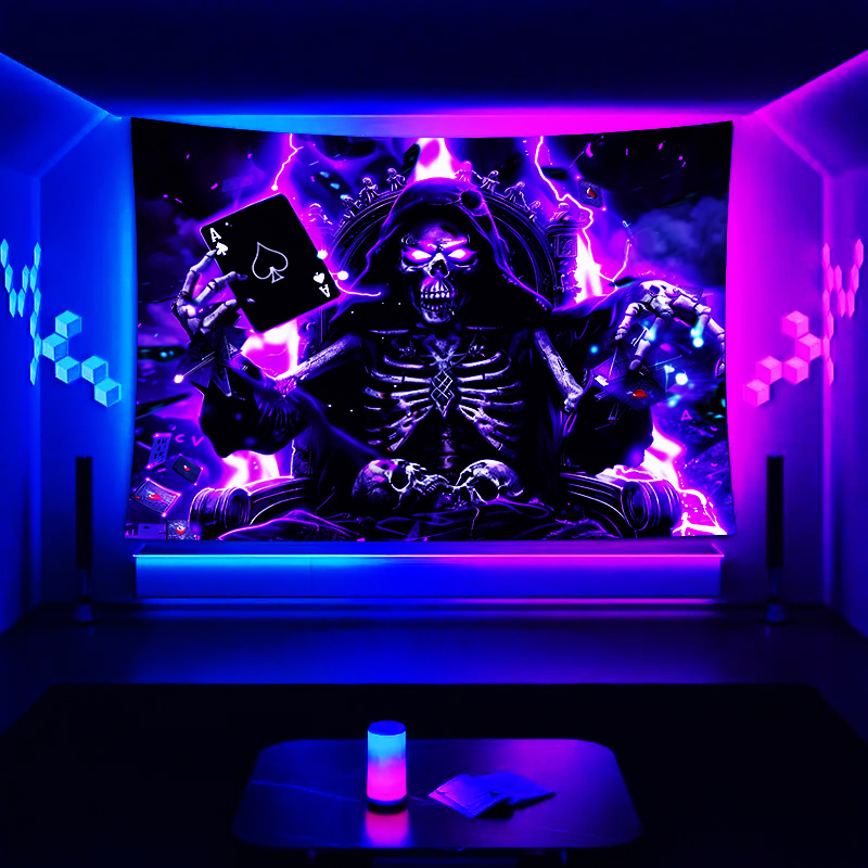 Esports Gaming Kings - Vikama escuro poker rei crânio tapeçaria